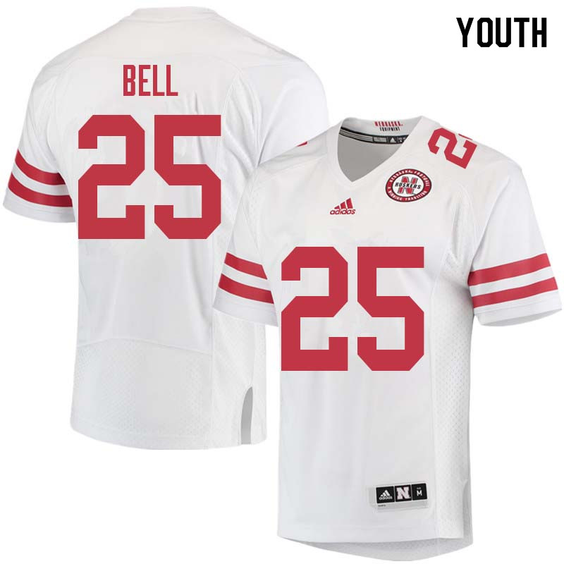 Youth #25 Greg Bell Nebraska Cornhuskers College Football Jerseys Sale-White - Click Image to Close